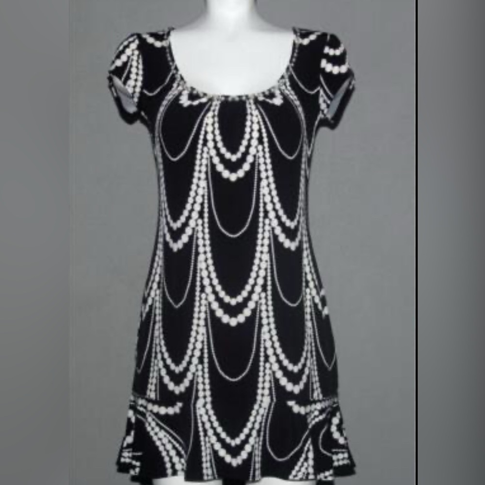 White House Black Market Pearls Sleeveless Ruffle Bottom Dress